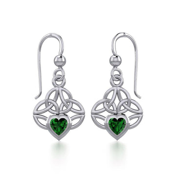 Celtic Knotwork Silver Earrings with Heart Gemstone TER1846 - Jewelry